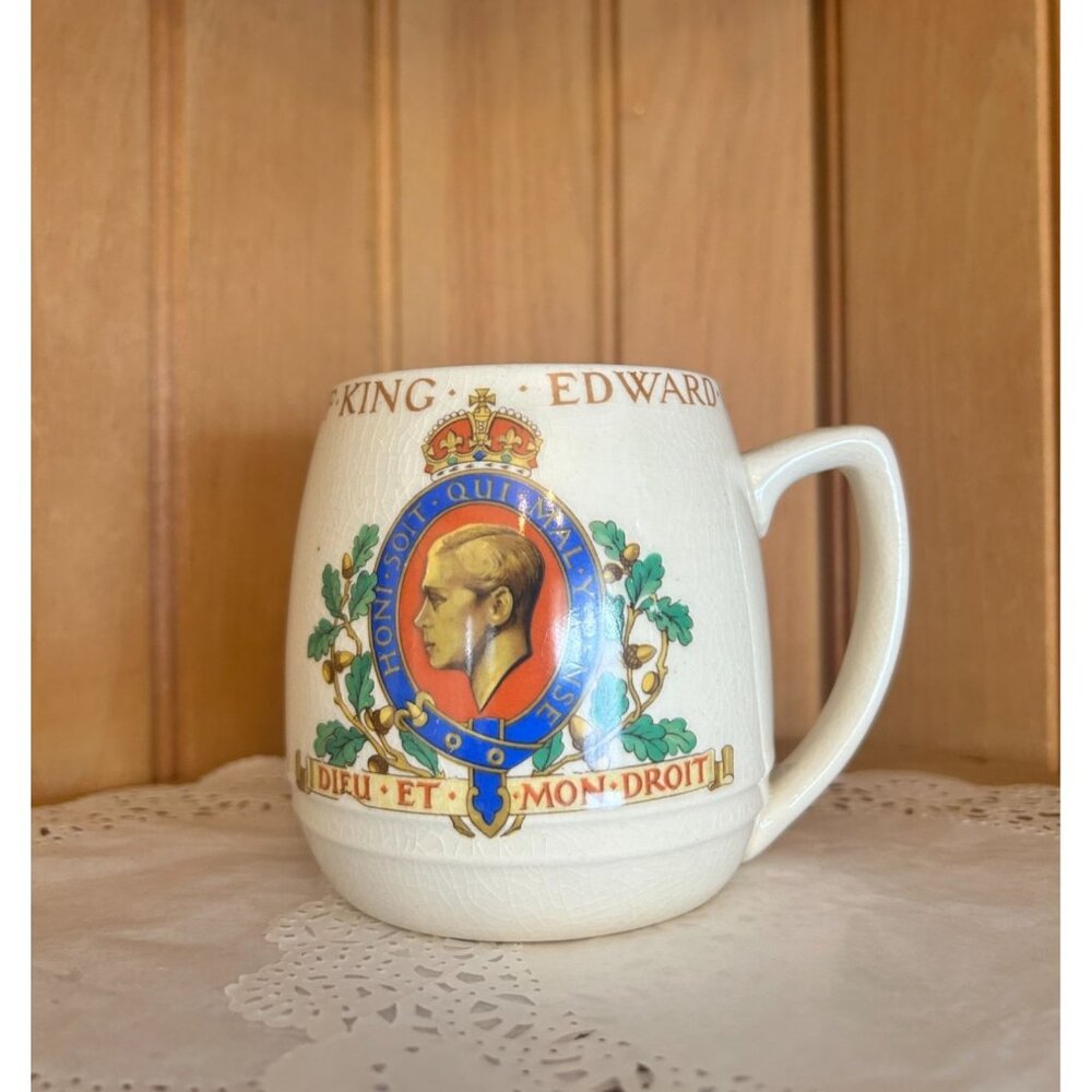 Edward VIII Coronation Vintage Commemorative Mug By Woods Ivory Ware England